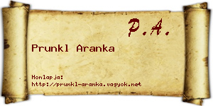 Prunkl Aranka névjegykártya
